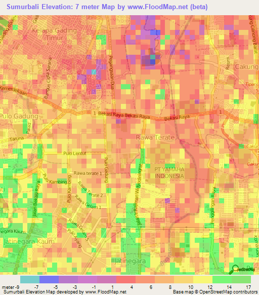 Sumurbali,Indonesia Elevation Map