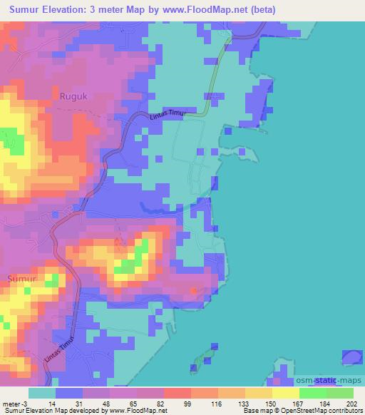 Sumur,Indonesia Elevation Map
