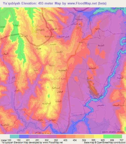 Ya`qubiyah,Syria Elevation Map