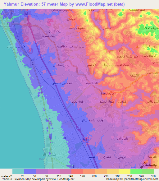 Yahmur,Syria Elevation Map