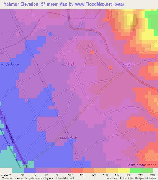 Yahmur,Syria Elevation Map