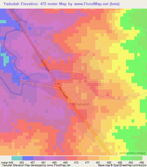 Yadudah,Syria Elevation Map