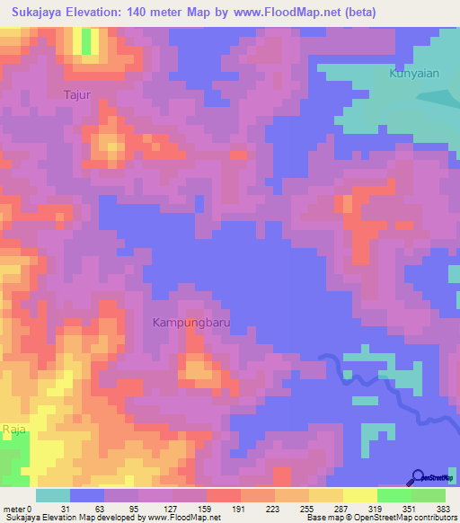 Sukajaya,Indonesia Elevation Map