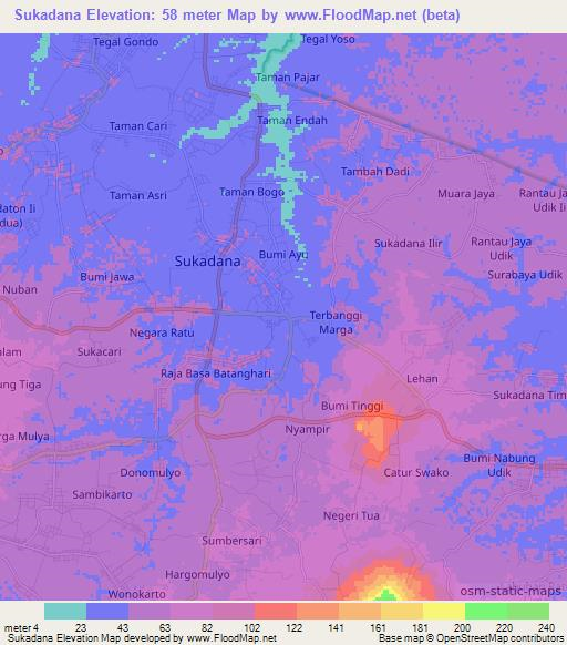 Sukadana,Indonesia Elevation Map