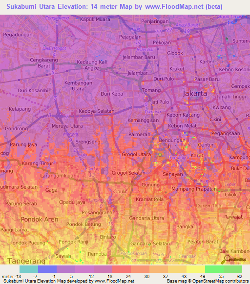 Sukabumi Utara,Indonesia Elevation Map