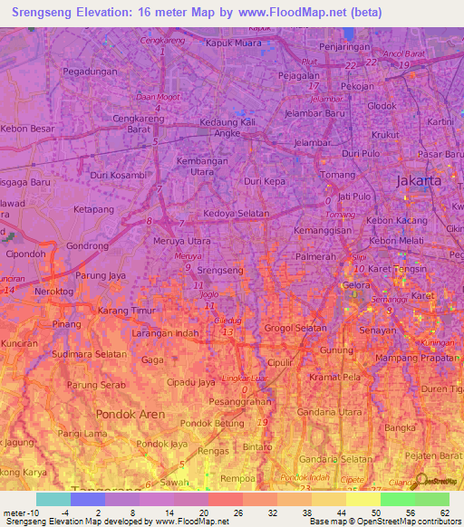 Srengseng,Indonesia Elevation Map