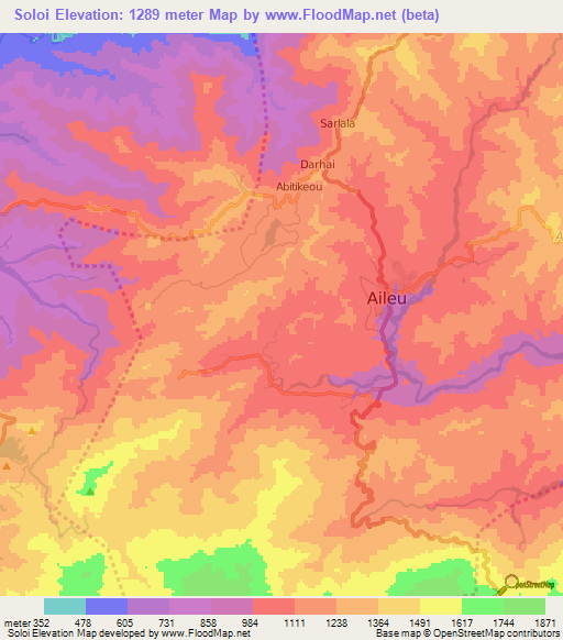 Soloi,East Timor Elevation Map