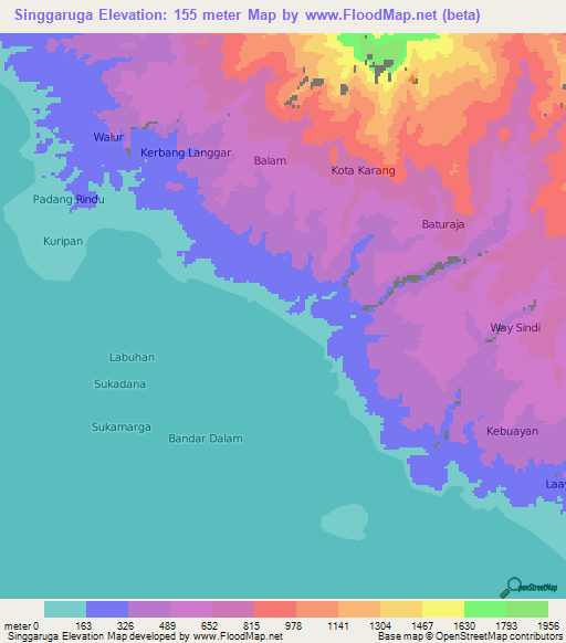 Singgaruga,Indonesia Elevation Map