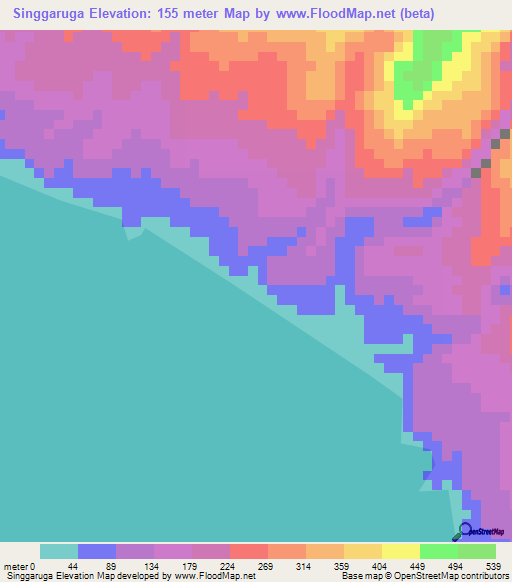 Singgaruga,Indonesia Elevation Map