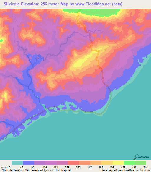 Silvicola,East Timor Elevation Map
