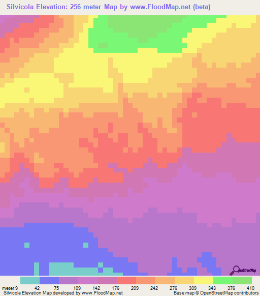 Silvicola,East Timor Elevation Map