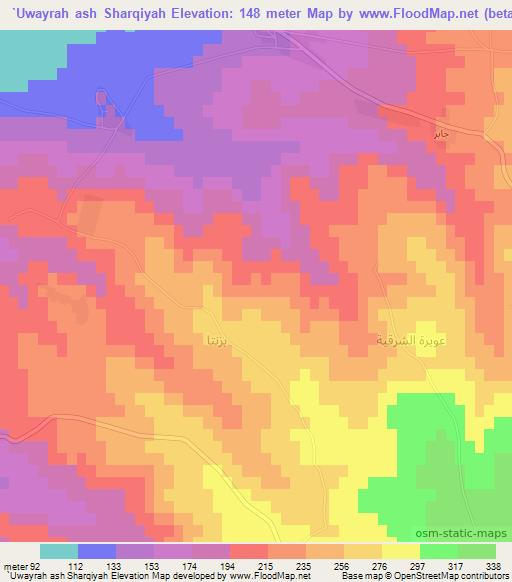 `Uwayrah ash Sharqiyah,Syria Elevation Map