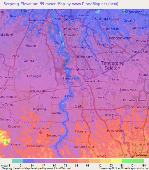 Serpong,Indonesia Elevation Map