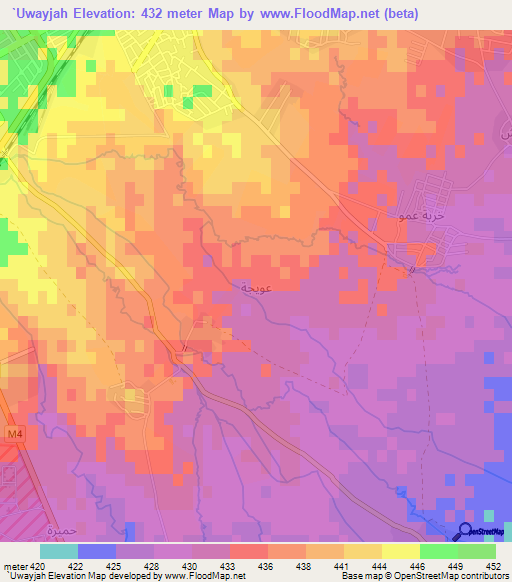 `Uwayjah,Syria Elevation Map