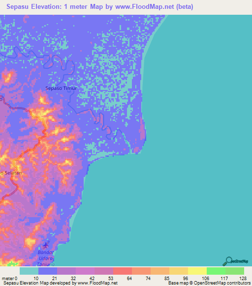 Sepasu,Indonesia Elevation Map