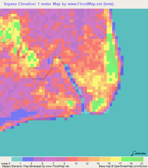 Sepasu,Indonesia Elevation Map