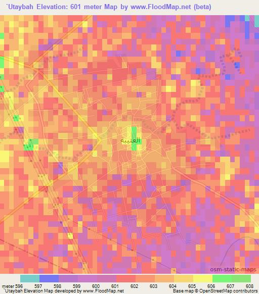 `Utaybah,Syria Elevation Map