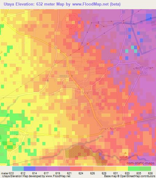 Utaya,Syria Elevation Map
