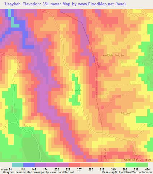 `Usaybah,Syria Elevation Map