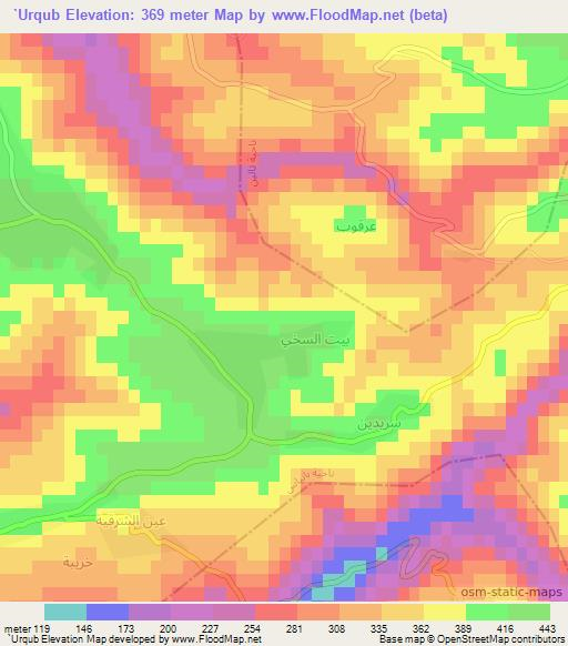 `Urqub,Syria Elevation Map