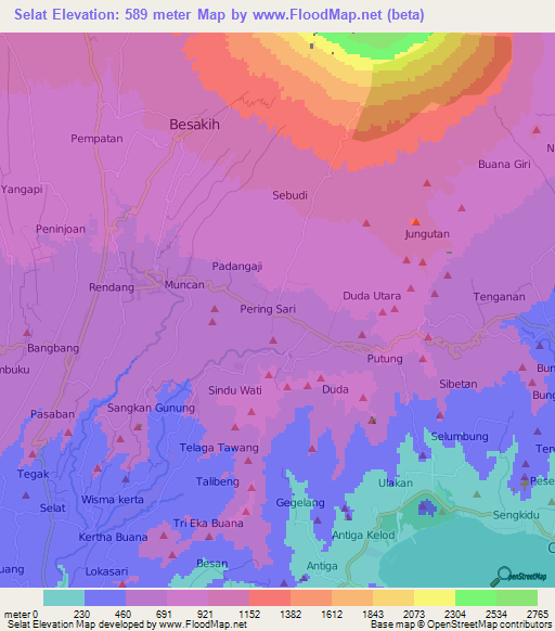 Selat,Indonesia Elevation Map