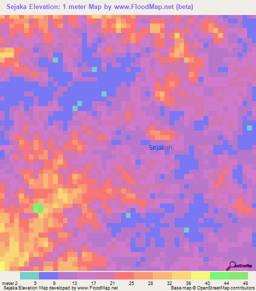 Sejaka,Indonesia Elevation Map