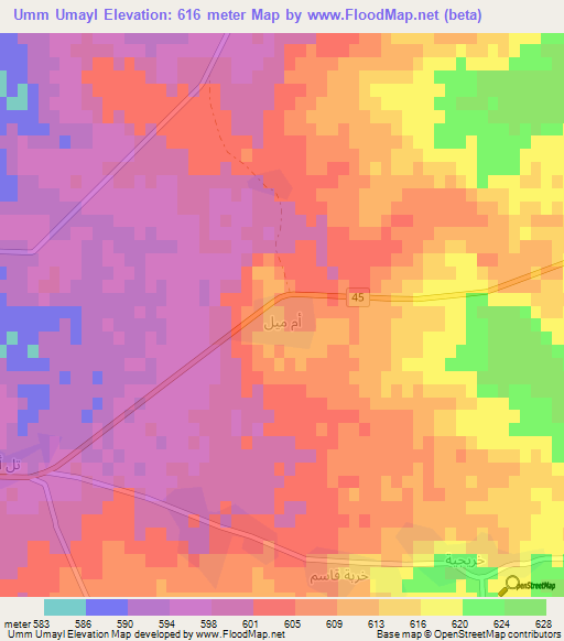 Umm Umayl,Syria Elevation Map