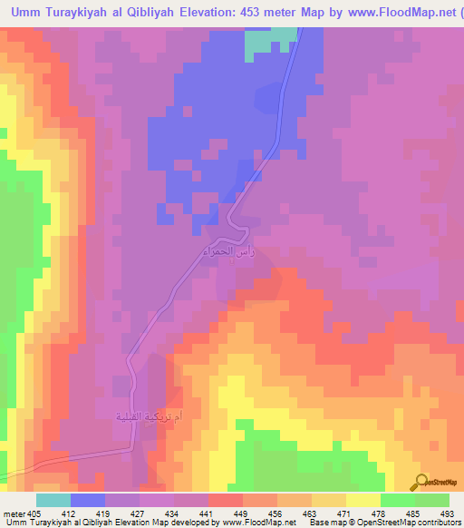 Umm Turaykiyah al Qibliyah,Syria Elevation Map