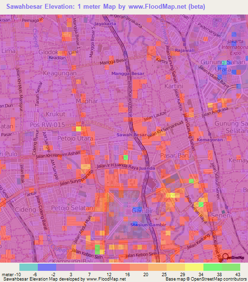 Sawahbesar,Indonesia Elevation Map