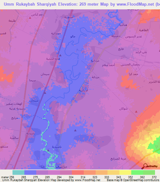 Umm Rukaybah Sharqiyah,Syria Elevation Map