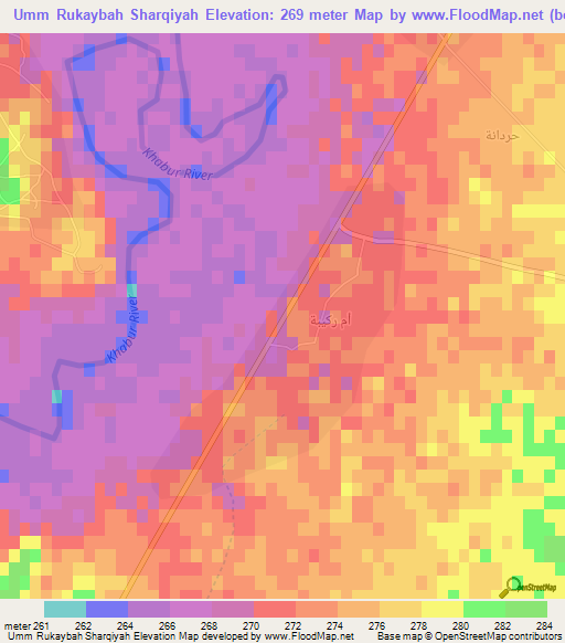 Umm Rukaybah Sharqiyah,Syria Elevation Map
