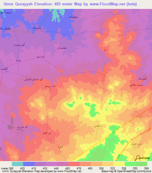 Umm Qurayyah,Syria Elevation Map