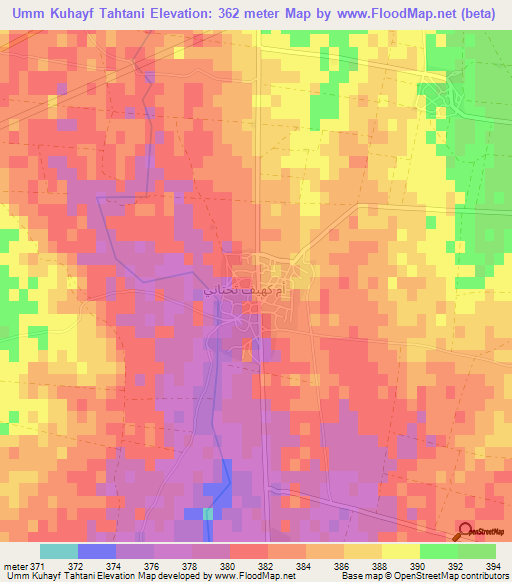 Umm Kuhayf Tahtani,Syria Elevation Map