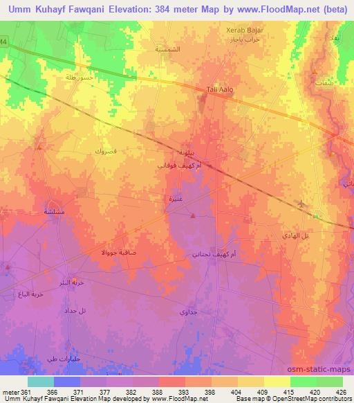 Umm Kuhayf Fawqani,Syria Elevation Map