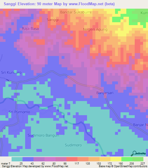 Sanggi,Indonesia Elevation Map