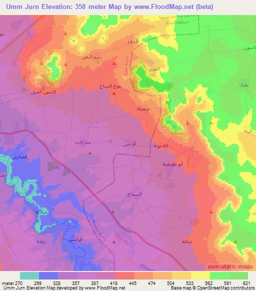 Umm Jurn,Syria Elevation Map