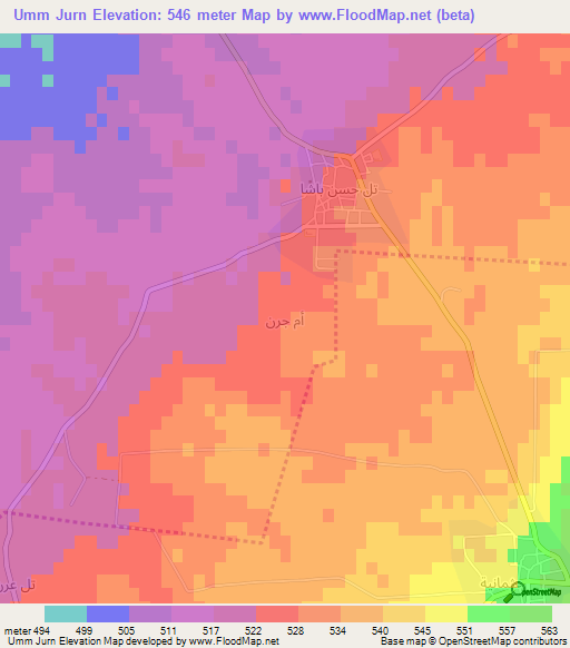 Umm Jurn,Syria Elevation Map