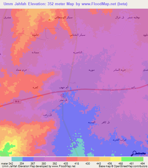 Umm Jahfah,Syria Elevation Map