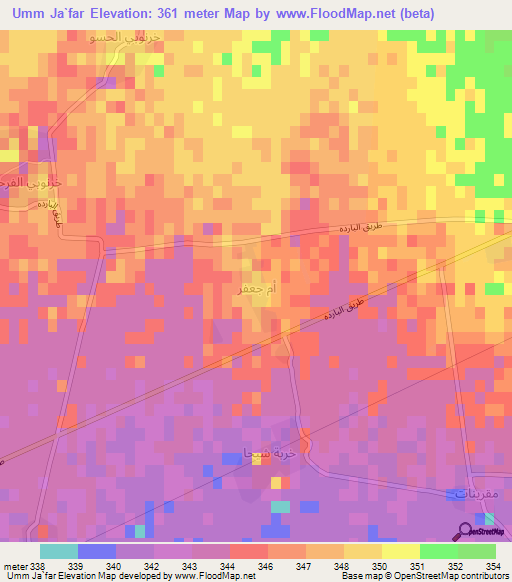 Umm Ja`far,Syria Elevation Map