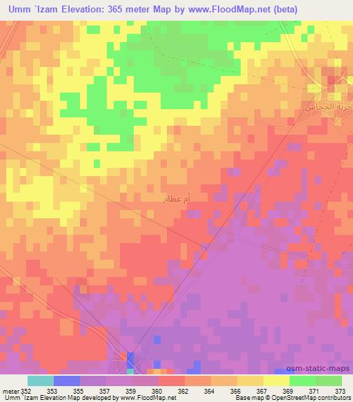 Umm `Izam,Syria Elevation Map