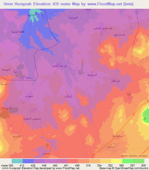 Umm Hurayzah,Syria Elevation Map