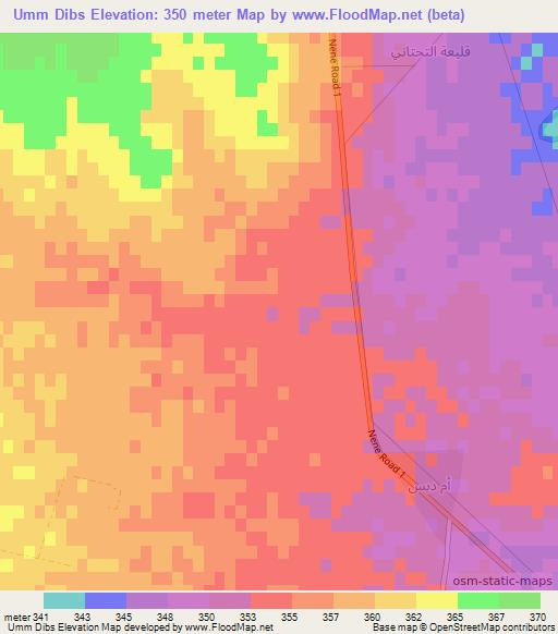 Umm Dibs,Syria Elevation Map