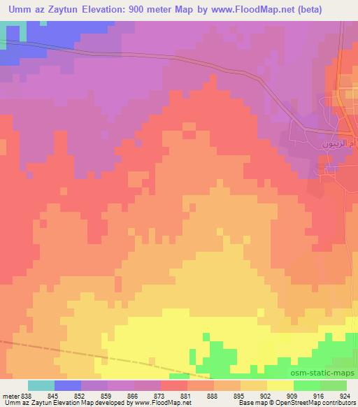 Umm az Zaytun,Syria Elevation Map
