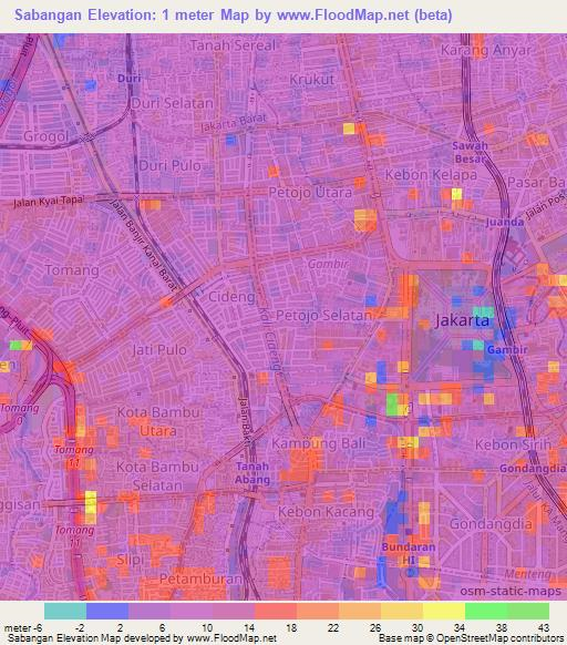 Sabangan,Indonesia Elevation Map