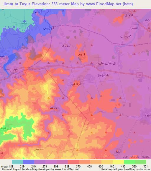 Umm at Tuyur,Syria Elevation Map