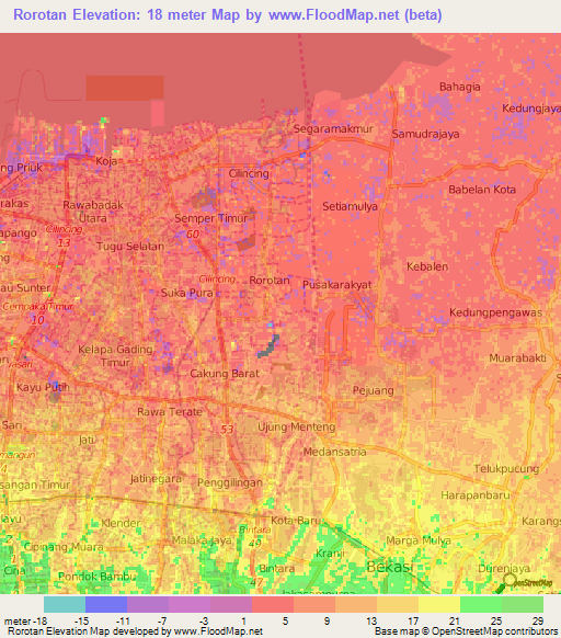 Rorotan,Indonesia Elevation Map