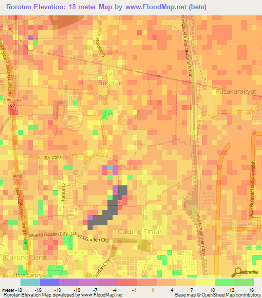 Rorotan,Indonesia Elevation Map
