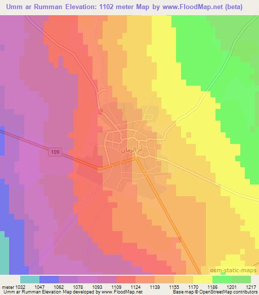 Umm ar Rumman,Syria Elevation Map