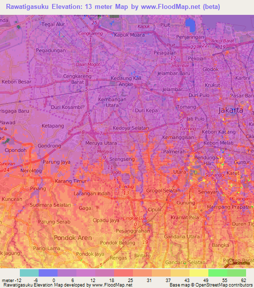 Rawatigasuku,Indonesia Elevation Map