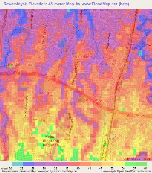 Rawaminyak,Indonesia Elevation Map